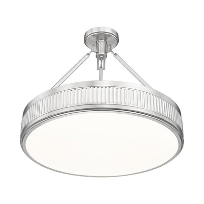 Z-Lite Quinn 3 Light Semi Flush Mount, Satin Nickel/White