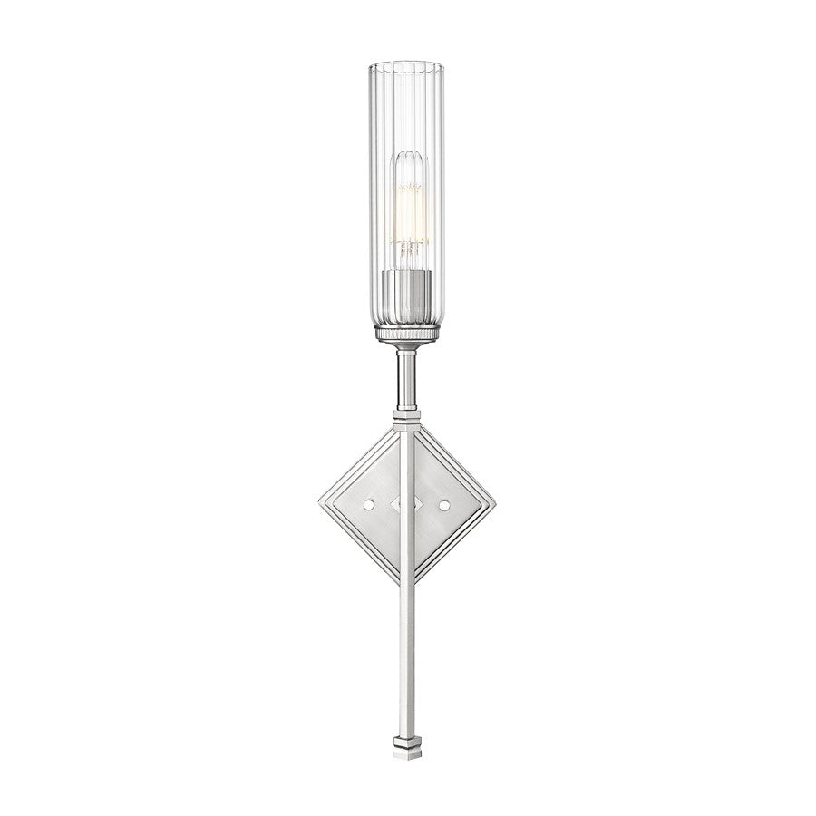 Z-Lite Esme 1 Light Wall Sconce, Brushed Nickel/Clear