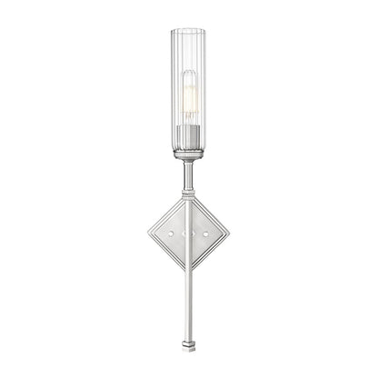 Z-Lite Esme 1 Light Wall Sconce, Brushed Nickel/Clear
