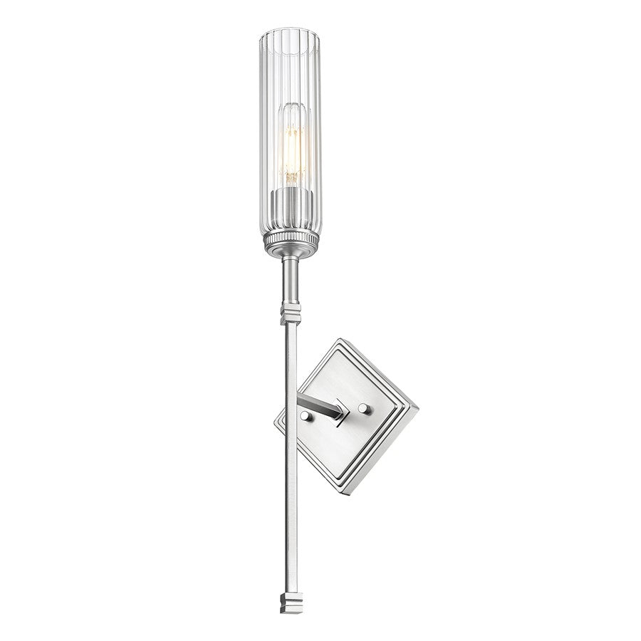Z-Lite Esme 1 Light Wall Sconce, Brushed Nickel/Clear