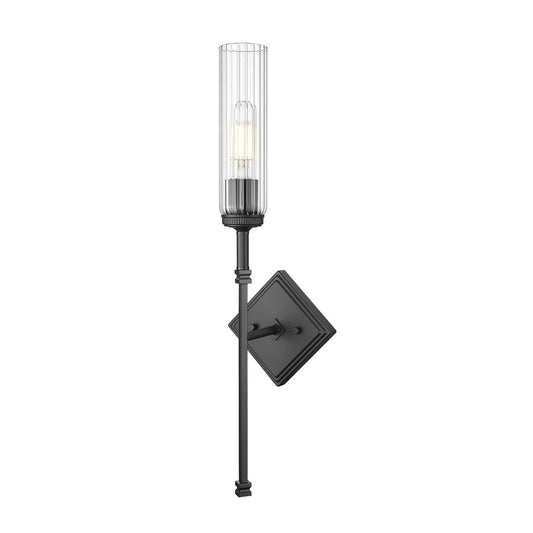 Z-Lite Esme 1 Light Wall Sconce, Matte Black/Clear - 3047-1S-MB