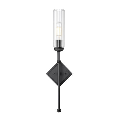Z-Lite Esme 1 Light Wall Sconce, Matte Black/Clear