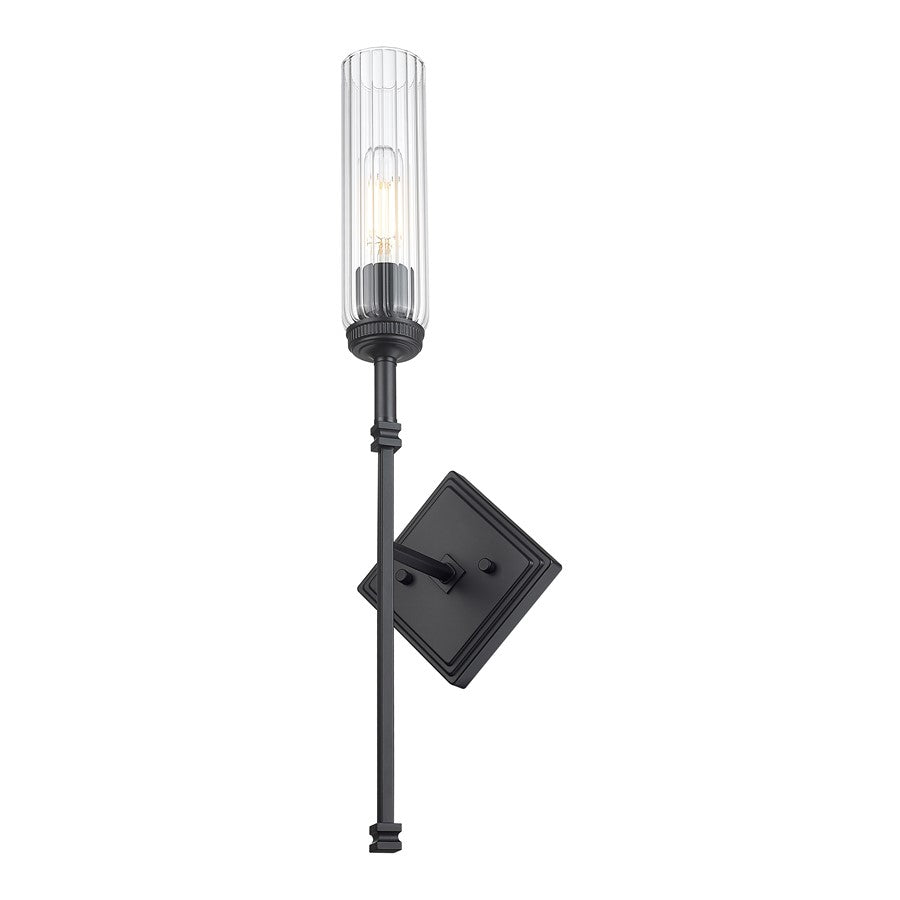 Z-Lite Esme 1 Light Wall Sconce, Matte Black/Clear