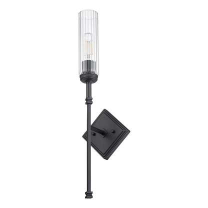 Z-Lite Esme 1 Light Wall Sconce, Matte Black/Clear