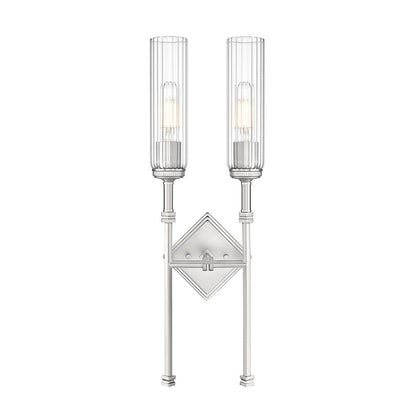 Z-Lite Esme 2 Light Wall Sconce, Brushed Nickel/Clear