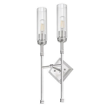 Z-Lite Esme 2 Light Wall Sconce, Brushed Nickel/Clear