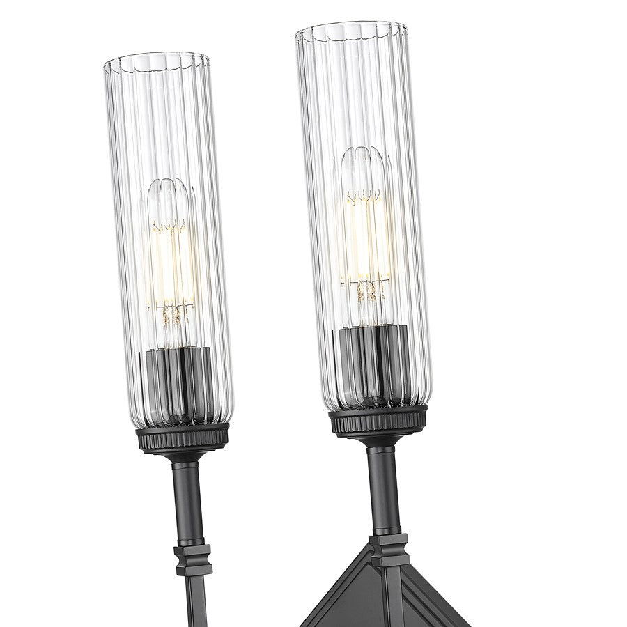 Z-Lite Esme 2 Light Wall Sconce, Matte Black/Clear