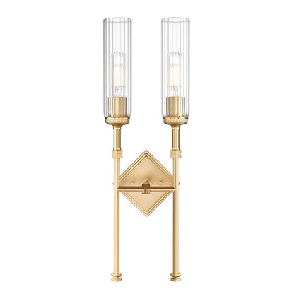 Z-Lite Esme 2 Light Wall Sconce, Modern Gold/Clear