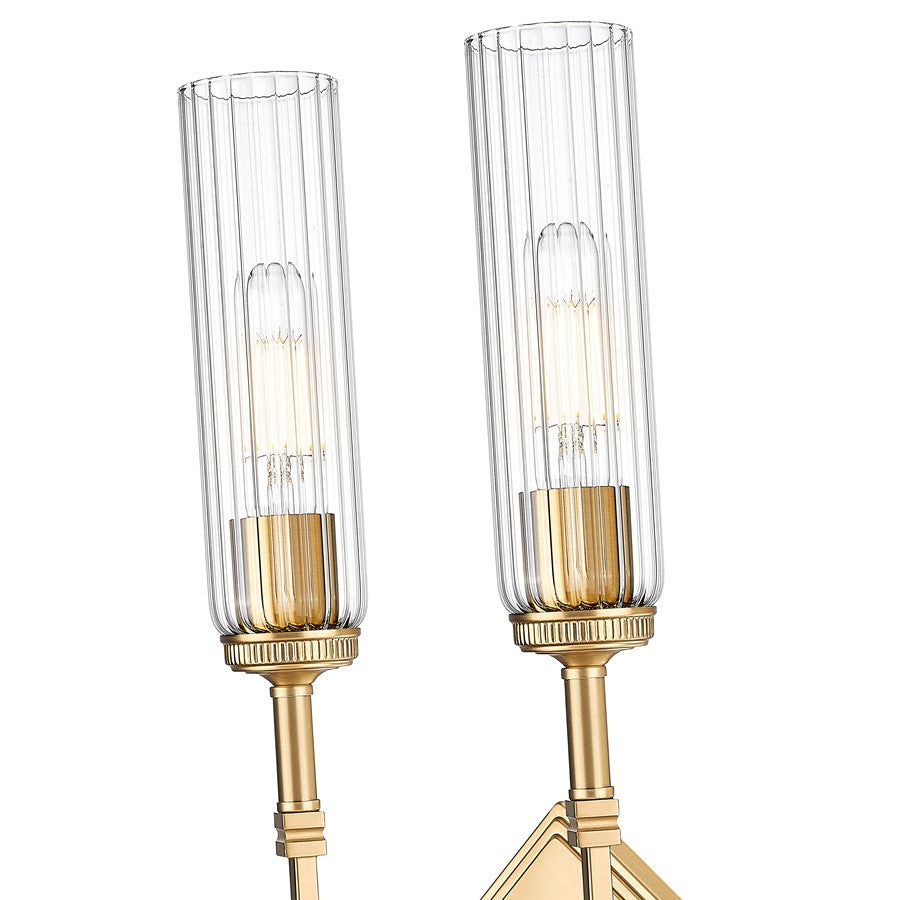 Z-Lite Esme 2 Light Wall Sconce, Modern Gold/Clear