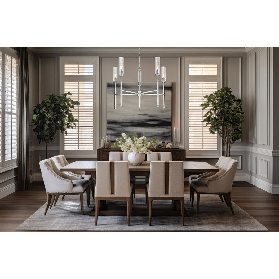 Z-Lite Esme 5 Light Chandelier, Brushed Nickel/Clear