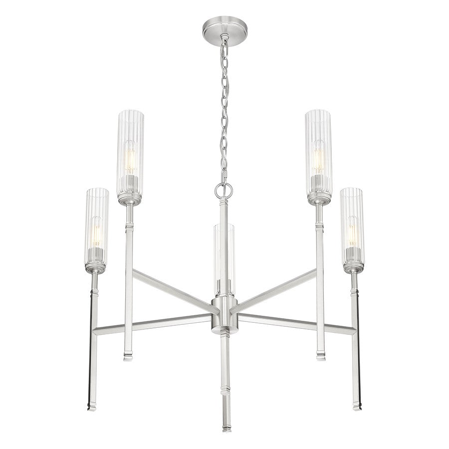 Z-Lite Esme 5 Light Chandelier, Brushed Nickel/Clear