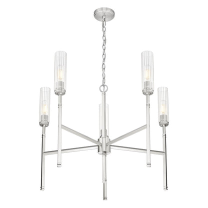 Z-Lite Esme 5 Light Chandelier, Brushed Nickel/Clear