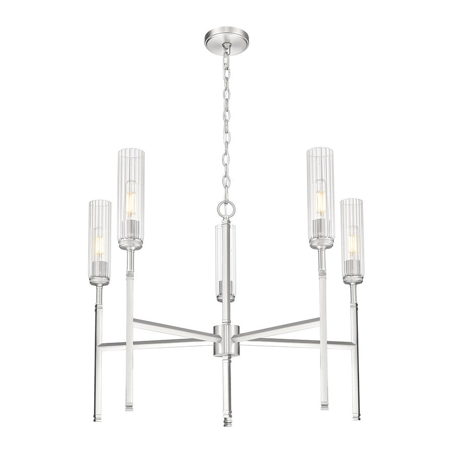 Z-Lite Esme 5 Light Chandelier, Brushed Nickel/Clear