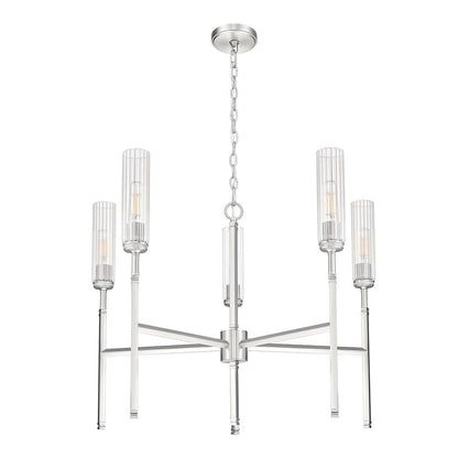 Z-Lite Esme 5 Light Chandelier, Brushed Nickel/Clear