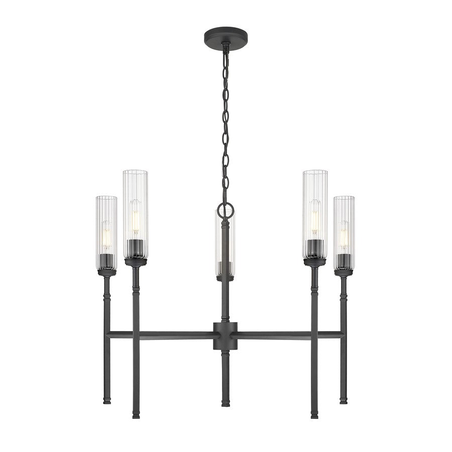 Z-Lite Esme 5 Light Chandelier, Matte Black/Clear - 3047-5MB