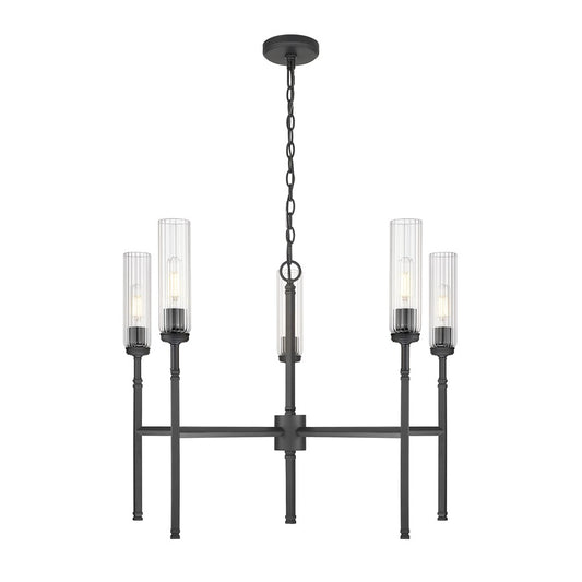 Z-Lite Esme 5 Light Chandelier, Matte Black/Clear - 3047-5MB
