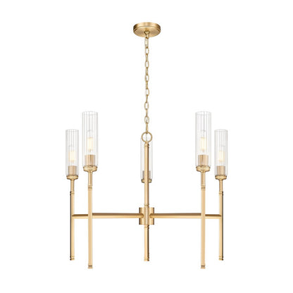 Z-Lite Esme 5 Light Chandelier, Modern Gold/Clear - 3047-5MGLD