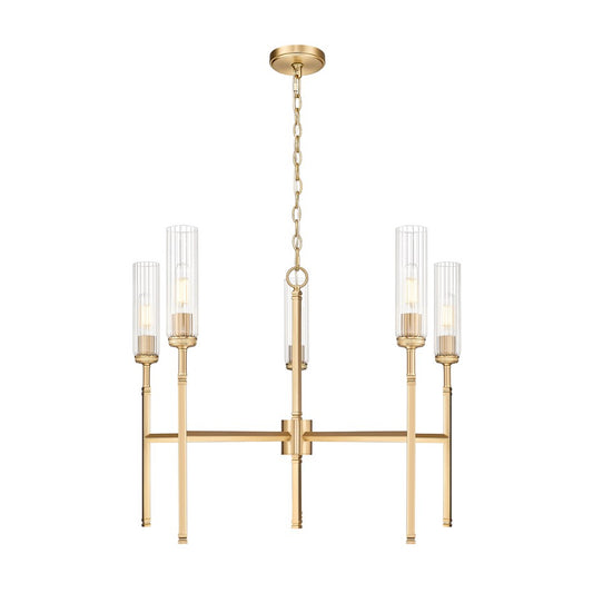 Z-Lite Esme 5 Light Chandelier, Modern Gold/Clear - 3047-5MGLD