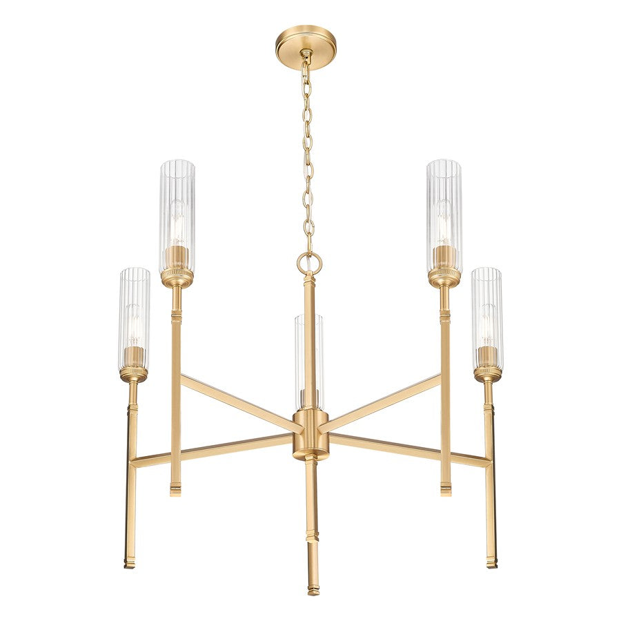 Z-Lite Esme 5 Light Chandelier, Modern Gold/Clear