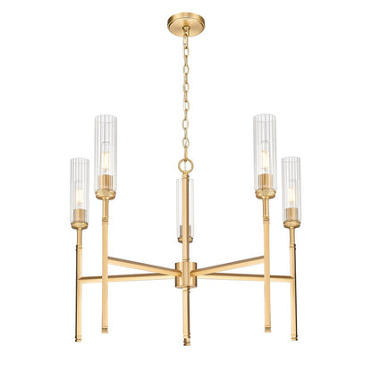 Z-Lite Esme 5 Light Chandelier, Modern Gold/Clear
