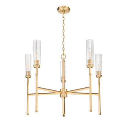 Z-Lite Esme 5 Light Chandelier, Modern Gold/Clear
