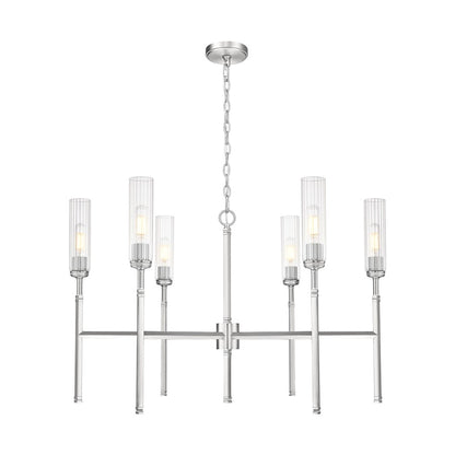 Z-Lite Esme 6 Light Chandelier, Brushed Nickel/Clear - 3047-6BN