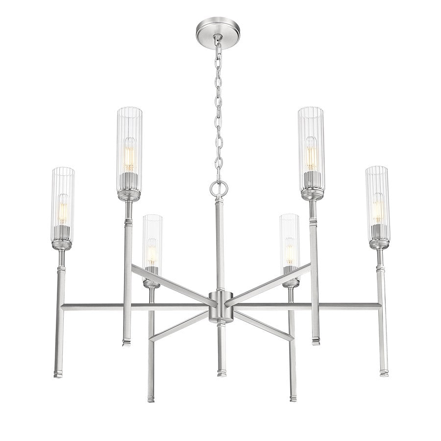Z-Lite Esme 6 Light Chandelier, Brushed Nickel/Clear