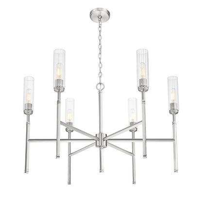 Z-Lite Esme 6 Light Chandelier, Brushed Nickel/Clear