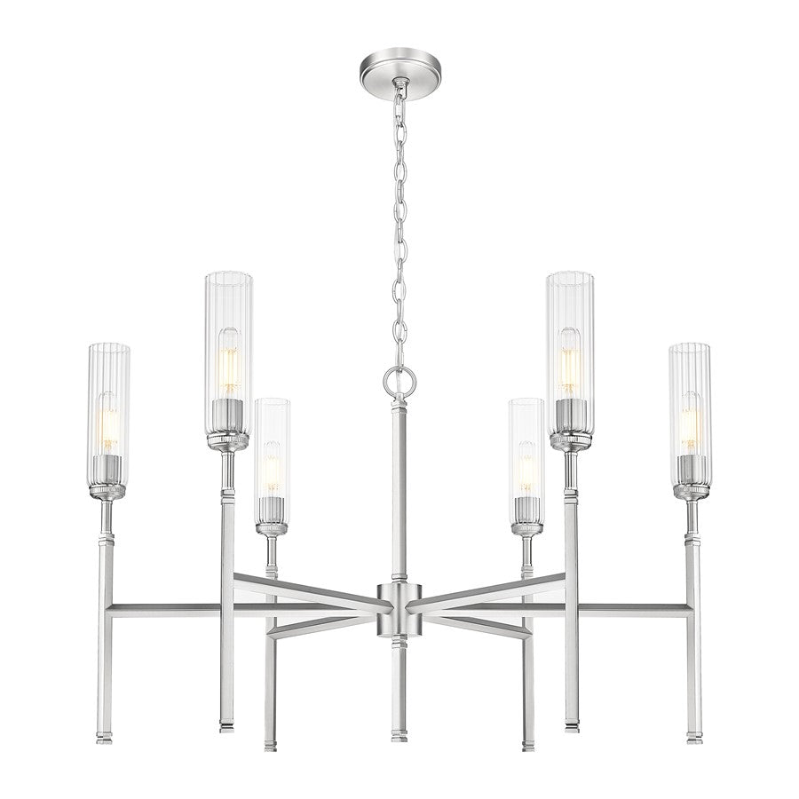 Z-Lite Esme 6 Light Chandelier, Brushed Nickel/Clear