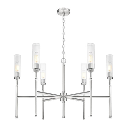 Z-Lite Esme 6 Light Chandelier, Brushed Nickel/Clear