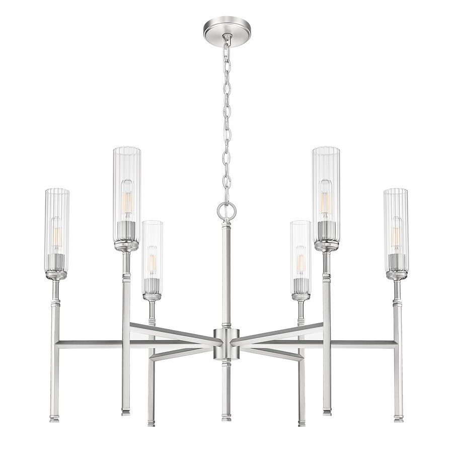 Z-Lite Esme 6 Light Chandelier, Brushed Nickel/Clear