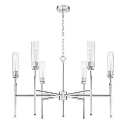 Z-Lite Esme 6 Light Chandelier, Brushed Nickel/Clear