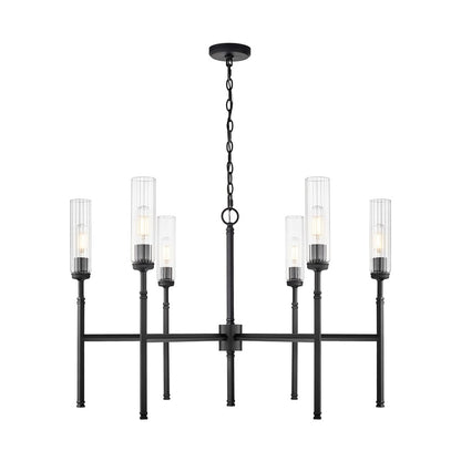 Z-Lite Esme 6 Light Chandelier, Matte Black/Clear - 3047-6MB