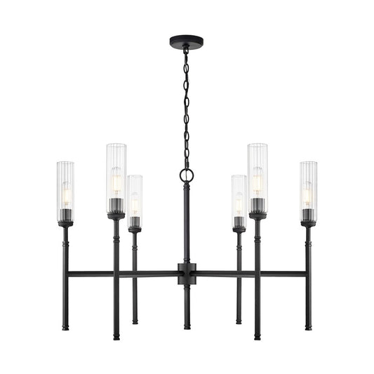 Z-Lite Esme 6 Light Chandelier, Matte Black/Clear - 3047-6MB
