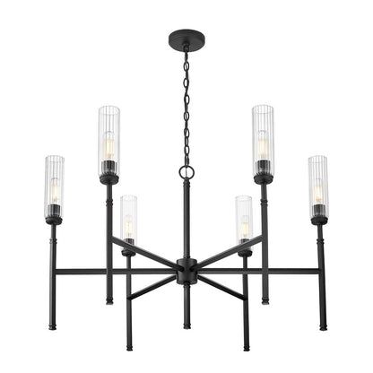 Z-Lite Esme 6 Light Chandelier, Matte Black/Clear