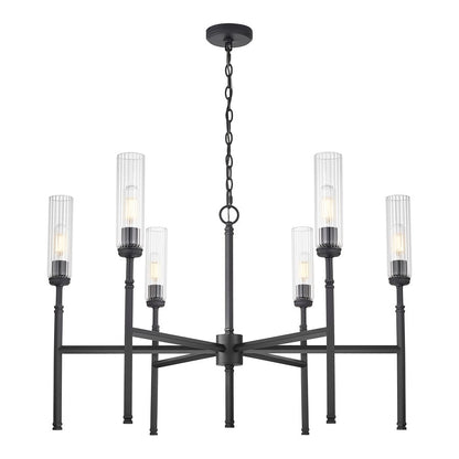 Z-Lite Esme 6 Light Chandelier, Matte Black/Clear