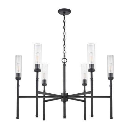 Z-Lite Esme 6 Light Chandelier, Matte Black/Clear