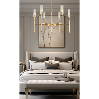 Z-Lite Esme 6 Light Chandelier, Modern Gold/Clear