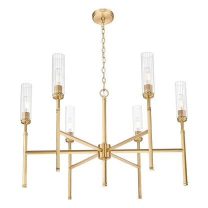Z-Lite Esme 6 Light Chandelier, Modern Gold/Clear