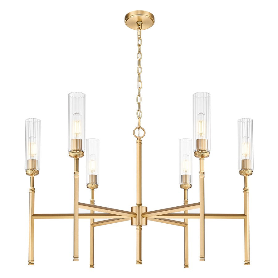 Z-Lite Esme 6 Light Chandelier, Modern Gold/Clear