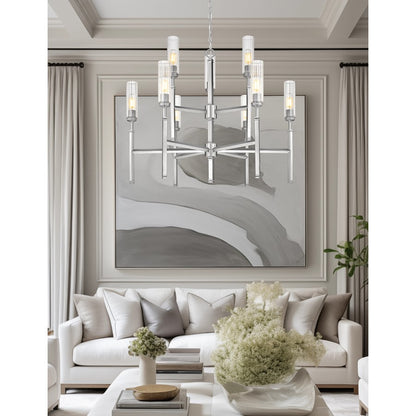 Z-Lite Esme 9 Light Chandelier, Brushed Nickel/Clear
