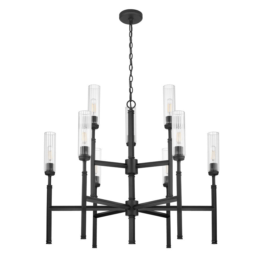 Z-Lite Esme 9 Light Chandelier, Matte Black/Clear