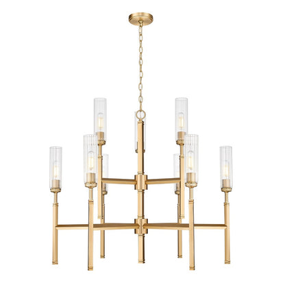 Z-Lite Esme 9 Light Chandelier, Modern Gold/Clear - 3047-9MGLD
