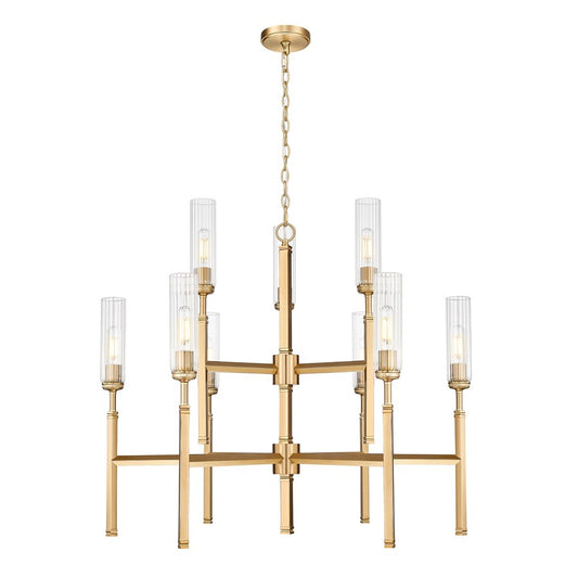 Z-Lite Esme 9 Light Chandelier, Modern Gold/Clear - 3047-9MGLD