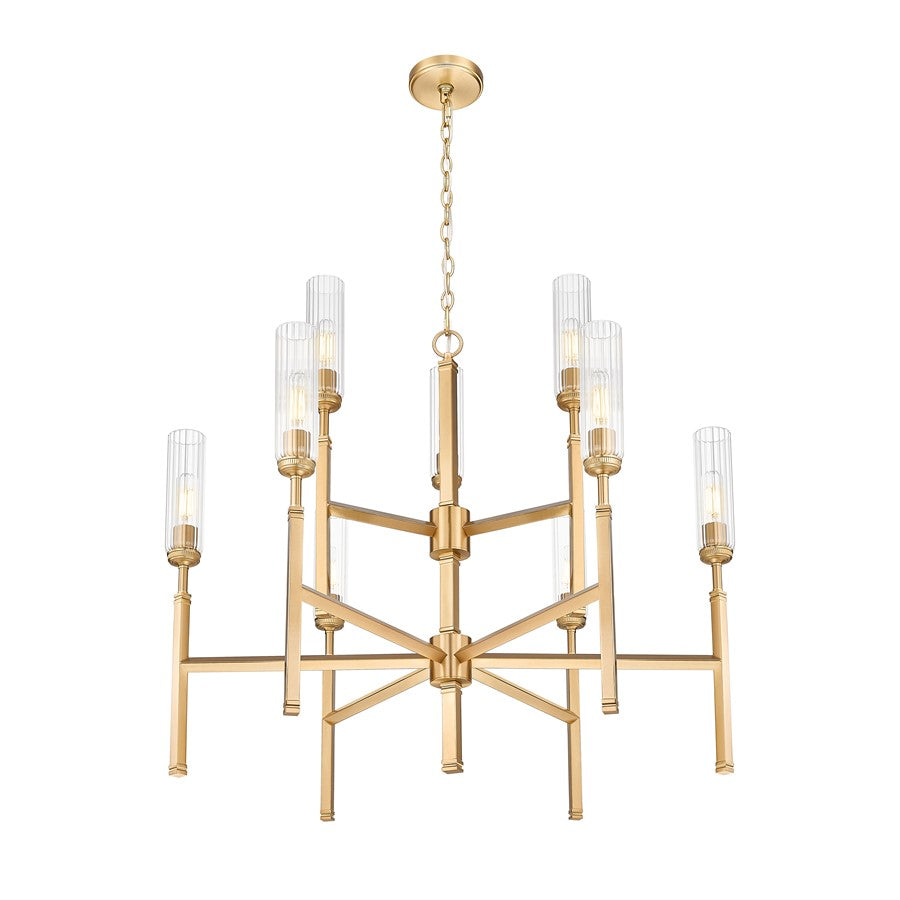 Z-Lite Esme 9 Light Chandelier, Modern Gold/Clear