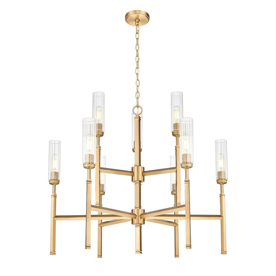 Z-Lite Esme 9 Light Chandelier, Modern Gold/Clear