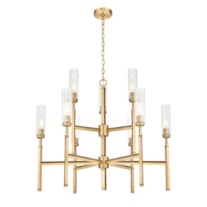 Z-Lite Esme 9 Light Chandelier, Modern Gold/Clear
