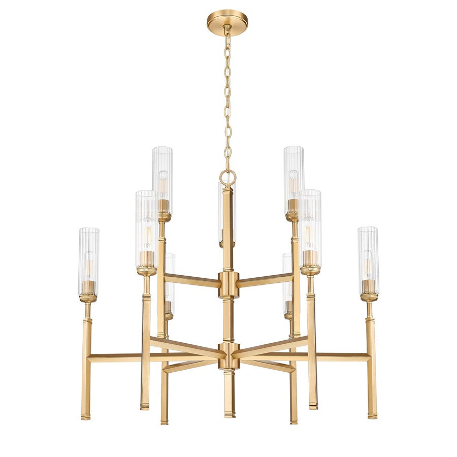Z-Lite Esme 9 Light Chandelier, Modern Gold/Clear