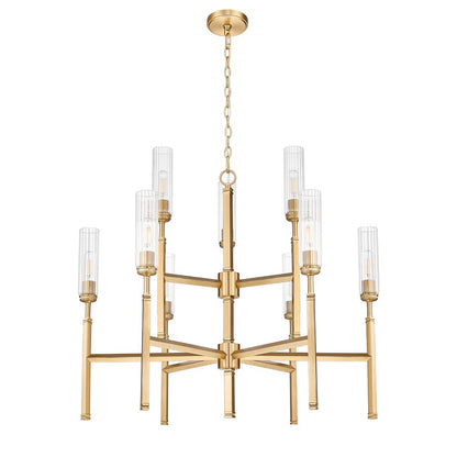 Z-Lite Esme 9 Light Chandelier, Modern Gold/Clear