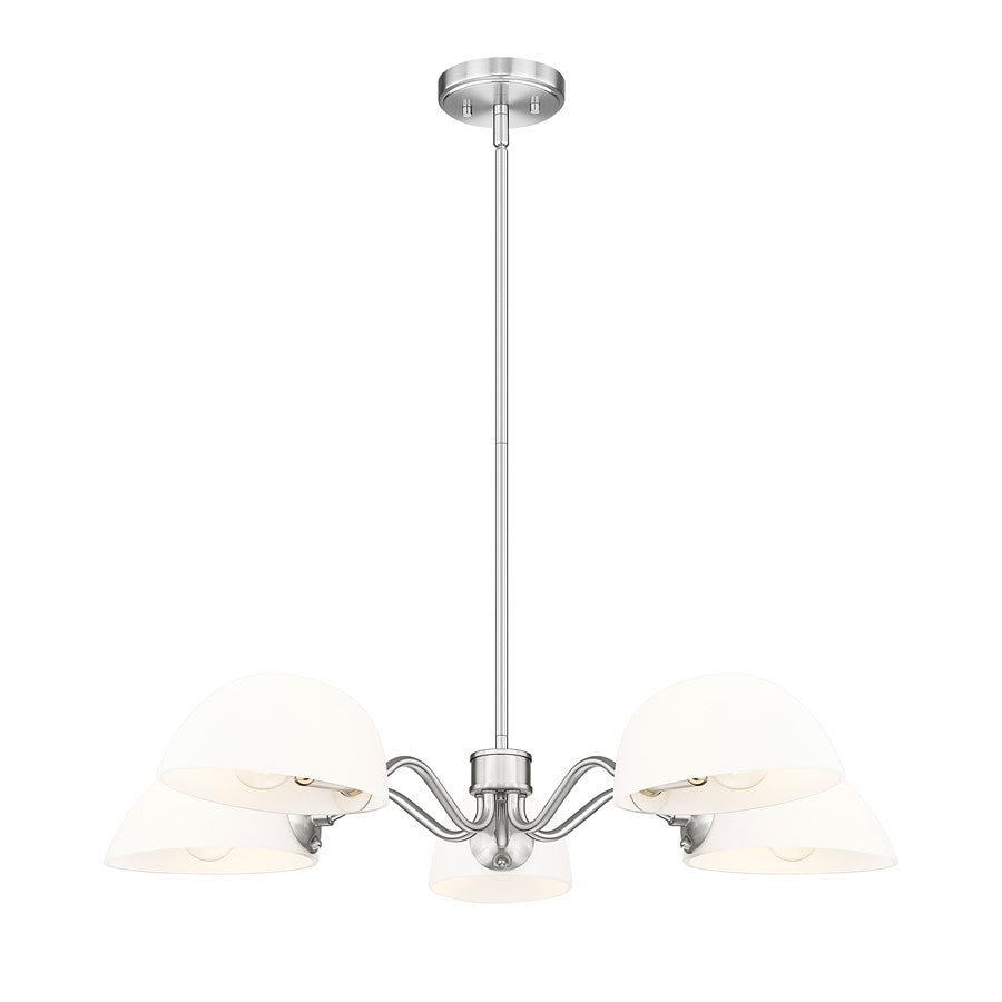 Z-Lite Breton 5 Light Chandelier, Brushed Nickel/White - 3048-5BN